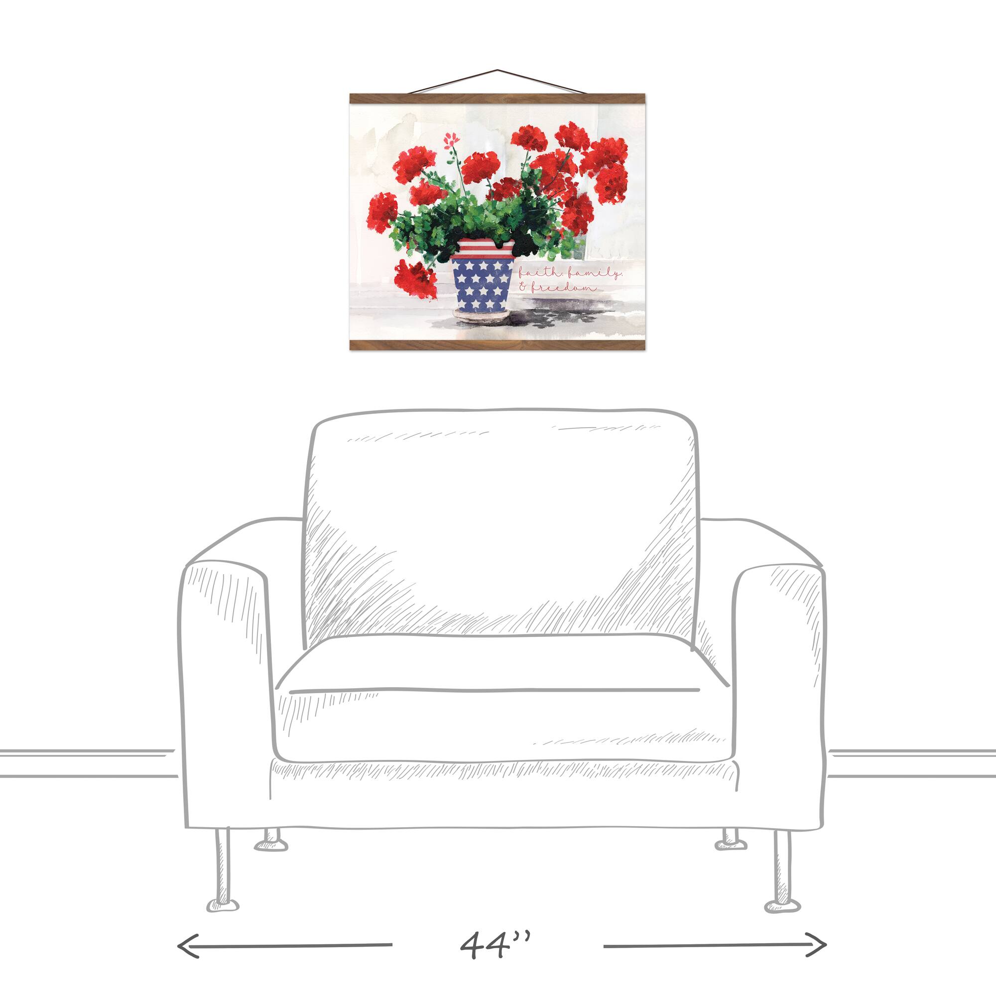 Patriotic Florals Teak Hanging Canvas